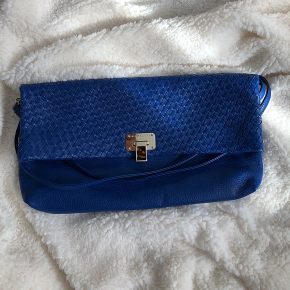 Elliot Lucca Blue Oversize Woven Convertible Clutch Crossbody - Picture 2 of 9